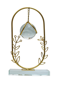 Esfera de Cristal Transparente con Base de Metal Dorado, Adorno Moderno y Abstracto para Mueble de TV, Decoración del Hogar SMH-6 - Product Image 3