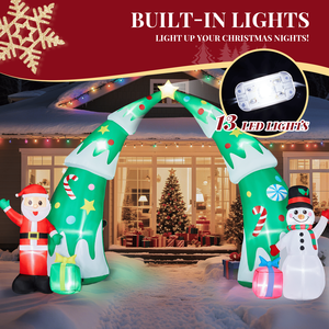 Arco Gonfiabile Natalizio Illuminato da 4,5 Metri con Babbo Natale e Pupazzo di Neve, Decorazioni Natalizie da Esterno per Giardino - Product Image 6