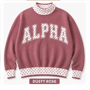 Alpha Teal OEM <b>Mock</b> <b>Neck</b> Cotton Fleece Sweatshirt Women Men Ladies Unisex Gingham Patch Polka Dot Chenille Letter Tackle Twill - Product Image 4