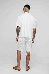 Pantalones Cortos Bermuda Blancos para Hombre con Estampado de Grietas, Bolsillos, Cintura Elástica, Estilo Casual, Tiro Medio, Transpirables, Tipo Boardshorts - Product Image 5