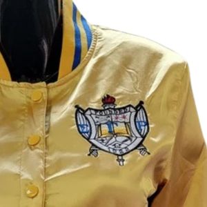 Womens Sigma Gamma Rho Sorority Satin Jacket Custom Embroidered Bomber <b>Coat</b> Smooth Lightweight Greek Letter Outerwear Wholesale - Product Image 4