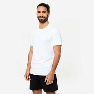 T-shirt de fitness en coton pour hommes 100 Sportee - Blanc - Product Image 1