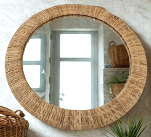 Miroir mural en rotin fait main, écologique, cadre personnalisé, motifs traditionnels, livraison rapide du Vietnam, qualité anniversaire, décoratif - Product Image 5