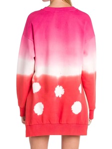 Sudadera Oversize Personalizada para Mujer, Rosa Rojo, Efecto Degradado, Shibori, Tie Dye, Cuello Redondo, Dobladillo Asimétrico, Pullover de Algodón para Dama, OEM - Product Image 3