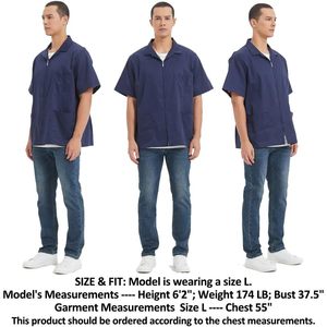 2025 <b>Men's</b> Zip Front Short-Sleeve Workshirt Zippered <b>Utility</b> <b>Jacket</b> for <b>Men</b> - Product Image 2