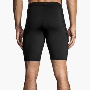 <b>Men</b> High Waist Compression <b>Shorts</b> Solid <b>Black</b> Spandex Nylon Quick Dry Sporty Style Elastic Waist Knitted Fabric - Product Image 2