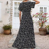 Robe longue maxi légère en polyester à imprimé floral pour femme, fendue, décontractée, style Khimar, respirante, Thobe, Smock personnalisé, vente en gros