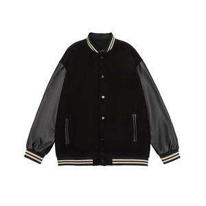 Premium Winter Vintage Patchwork Embroidery Windproof Wool Leather Custom Team Varsity <b>Jacket</b> - Product Image 1