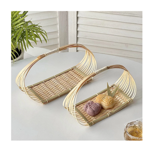 Bandeja de bambú natural en forma de barco, hecha a mano en Vietnam, cesta decorativa para servir, para cocina, hogar, comedor, restaurante y uso comercial. - Product Image 3