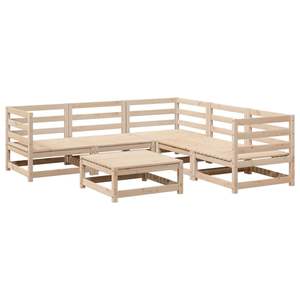 Ensemble de canapés de jardin modulaires en 6 pièces, bois de pin massif naturel, meubles d'extérieur durables et élégants - Product Image 2