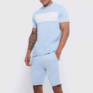 Men's Summer Shirt and Shorts <b>Set</b> Solid <b>Colour</b> 2 Piece Fashion Tracksuits 100% Cotton T-shirts Short Sleeve Cargo Shorts Outfits - Product Image 1