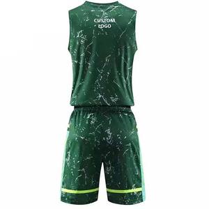 เสื้อกีฬาบาสเก็ตบอลชายแบบสองด้าน แห้งเร็ว สีแดงดำ แบบกลับด้านได้ ไซส์ใหญ่ พิมพ์ลาย ซักแล้ว - Product Image 4