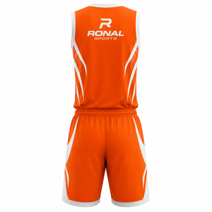 ชุดเสื้อบาสเก็ตบอลสีส้ม RONAL SPORTS แบบไม่มีแขน ระบายเหงื่อได้ดี สำหรับผู้ใหญ่ ทุกฤดูกาล พิมพ์ลายแบบ Sublimated ปรับแต่งได้ - Product Image 2
