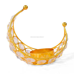 Bougeoirs décoratifs modernes en métal doré avec design en cristal fait à la main pour la décoration de la maison éclairage festif cadeau - Product Image 3