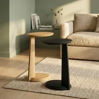 Table d'appoint en bois minimaliste moderne avec plateau rond pour le mobilier de salon