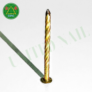 Clavo de Acero Chapado en Amarillo con Cabeza a Cuadros y Cuerpo Roscado para Construcción |   Clavos sueltos con revestimiento amarillo - Product Image 4