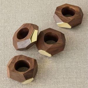 Anneaux de serviette en bois, porte-serviettes en bois, écologiques, durables, ronds et triangulaires, décoration de table pour mariage et fête - Product Image 2