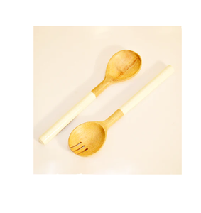 Cuillère/Fourchette en bois émaillée imprimée motif fraise, manche long, ustensiles de cuisine, ensembles de service à salade - Product Image 3