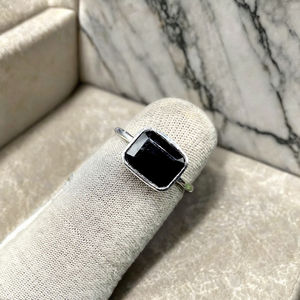 Trendy Design Natural <b>Black</b> <b>Onyx</b> Gemstone <b>Ring</b> 8x10mm Baguette 925 Sterling Silver Bohemian Fine Handcrafted Womens Jewelry Gift - Product Image 1