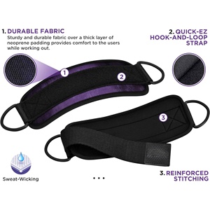 Adjustable-Neoprene Wrist-Wraps With D-Ring For Weightlifting Gym Use-Purple And Black-Design <b>Velcro</b>-Closure - Product Image 4