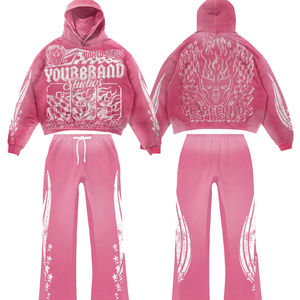 Ensemble streetwear décontracté pour homme, tendance, avec broderie personnalisée, sweat à capuche oversize et pantalon de survêtement, 100% coton, pour un style streetwear décontracté - Product Image 5