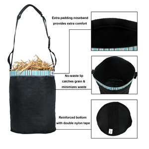 Black Mesh Horse Hay Feed <b>Bag</b> Adjustable Strap Durable <b>Net</b> Feeding <b>Bag</b> Slow Feed Design Bulk Wholesale OEM Supplier - Product Image 5