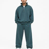 Ensemble de sweat-shirts à col zippé pour homme, couleur unie, 100% coton molletonné, vêtements décontractés, coupe régulière, col montant, manches longues, respirant, avec capuche