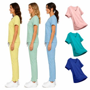 เสื้อสครับแพทย์ พยาบาล แบบถัก คอวี ทรงตรง สำหรับบุรุษและสตรี รุ่นใหม่ล่าสุดประจำฤดูร้อนปี 2025 ขายส่ง จัดส่งรวดเร็ว รับทำโลโก้ตามสั่ง - Product Image 5