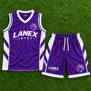 Conjunto Profesional de Camiseta y Pantalones Cortos de Baloncesto Color Morado, Uniformes Personalizados para Equipos Masculinos, Ropa Deportiva Ligera y Transpirable, Sublimación - Product Image 6