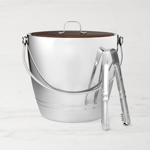 Seau à glace en métal haut de gamme avec couvercle en bois et pinces, double paroi isolée, articles de bar modernes et luxueux pour les fêtes et les événements de mariage - Product Image 5
