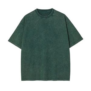 เสื้อยืดคอกลมแขนสั้นผ้าฝ้ายสีดำฟอกทรงโอเวอร์ไซส์สำหรับผู้ชาย สไตล์ลำลอง - Product Image 6