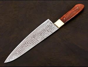 Couteau de Chef Damas Écologique Haut de Gamme avec Manche en Bois Ambidextre Vintage 8-9 pouces Équilibré Full Tang Black Friday Couteaux de Cuisine - Product Image 4