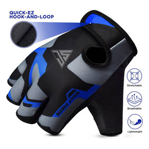 Guantes de Medio Dedo con Logotipo Personalizado OEM, Hechos de Tela Elástica de Poliéster, Cuero Sintético y Tela de Pana - Product Image 2
