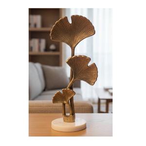 Escultura de Hoja de Ginkgo Dorada, Fundición de Metal, Bañada en Oro, Pieza Decorativa para el Hogar, para Estanterías y Mesas de Centro, Agrega un Toque de Lujo - Product Image 1