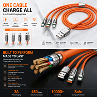 Câble de charge rapide PD 65W Type-C vers Type-C 4-en-1 USB3.0 avec gaine en nylon, blindage tressé de 1 m, 5A, pour téléphones mobiles iOS et utilisation en voiture