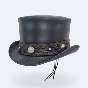 Sombrero de Copa Gótico de Cuero para Hombre, Estilo Vintage, Corona Alta, para Moda Steampunk, Ropa Alternativa, Cosplay y Eventos Temáticos - Product Image 4