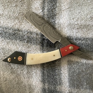 Couteau pliant artisanal en acier Damas sur mesure, manche en bois et os, étui en cuir, couteau de survie, vente en gros, couteaux de camping A&M Enterprise - Product Image 4