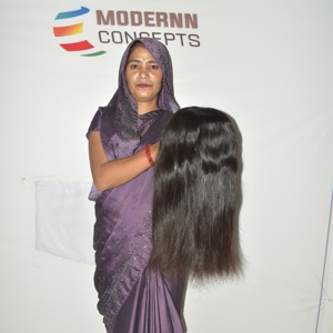 Cheveux humains indiens vierges Remy à cuticules alignées, naturels, pour perruque HD, lisses, double trame, couleur noire, qualité Fusion - Product Image 6