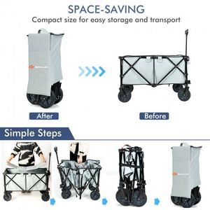 Carrello Pieghevole da Esterno con Manico Regolabile e Ruote Universali per Piatti e Stoviglie - Product Image 5