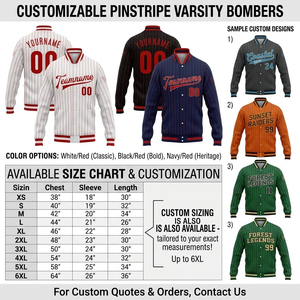 Custom Pinstripe Streetwear Varsity Jacket Personalized <b>Name</b> and Number Sublimated Baseball Bomber Jackets - Product Image 5