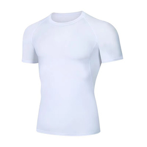 Men's Slim Fit Compression <b>T</b>-<b>Shirt</b> Short <b>Sleeve</b> O-Neck Quick Dry Solid <b>White</b> Sporty Knitted Polyester - Product Image 3