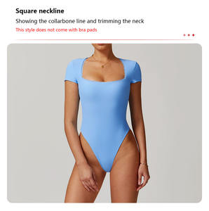 เสื้อกล้ามรัดรูปแขนสั้นคอวี ผ้าไลคร่า ยืดหยุ่น กระชับรูปร่าง สไตล์ลำลอง ไร้ตะเข็บ เหมาะสำหรับออกกำลังกาย - Product Image 5