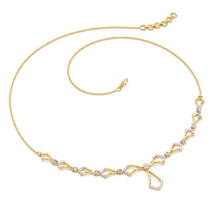 Collier en diamant à cascade géométrique avec maillons en forme de cerf-volant ouverts et élégant pendentif central - Product Image 2