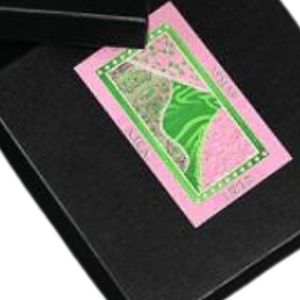 Écharpe AKA rose et verte en satin, écharpe de mode douce et légère, châle pour le cou de la sororité grecque pour femmes, toutes saisons - Product Image 5