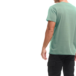 Camiseta de Punto para Hombre, Cuello Redondo, Manga Corta, Color Verde Mar, Estilo Casual, Corte Regular, Transpirable, 100% Algodón Jersey - Product Image 4