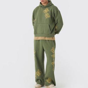 New Arrival 2026 Premium Quality New Design Customize 100% Cotton Logo Printed Acid Wash <b>Distressed</b> Streetwear Tracksuit For Men - Product Image 6