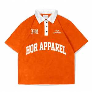 เสื้อเชิ้ตผู้ชายสีชมพูทรงปกติ แขนสั้น ผ้าฝ้ายถัก ระบายอากาศได้ดี น้ำหนัก 320 กรัม แต่งขอบตัดสี  โลโก้พิมพ์ด้านหน้า - Product Image 5