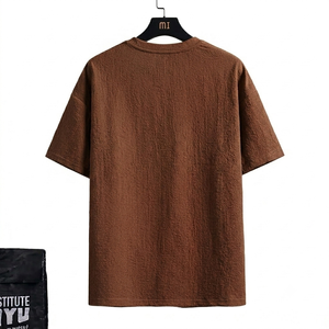 T-shirt homme personnalisé 2026 en tissu gris avec imprimé rayé sur la poitrine, coupe décontractée à épaules tombantes, style décontracté et ample, tendance été - Product Image 2