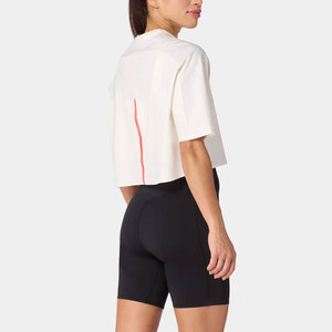 เสื้อครอปท็อปทรงสลิมฟิตสำหรับฤดูร้อน ไซส์พลัสสำหรับผู้หญิง แขนสั้น คอวี ไหล่ตก ผ้าฝ้าย 100% เหมาะสำหรับออกกำลังกาย - Product Image 4