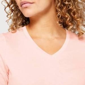 Camiseta Casual de Verano para Mujer STELLAR, Cuello en V, Color Rosa Vibrante, Manga Larga, Corte Regular, 100% Algodón, 240g - Product Image 2